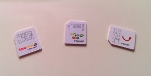 Dtac, AIS, and True Sim Cards